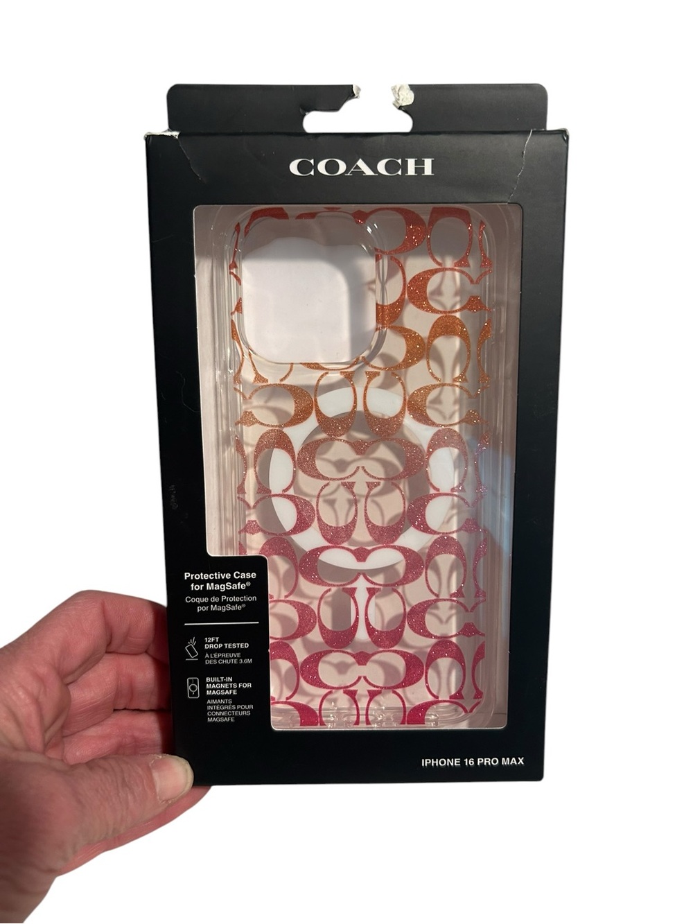 Coach Pink to Rose Gold Signature Gradient iPhone 16 Pro Max Case
